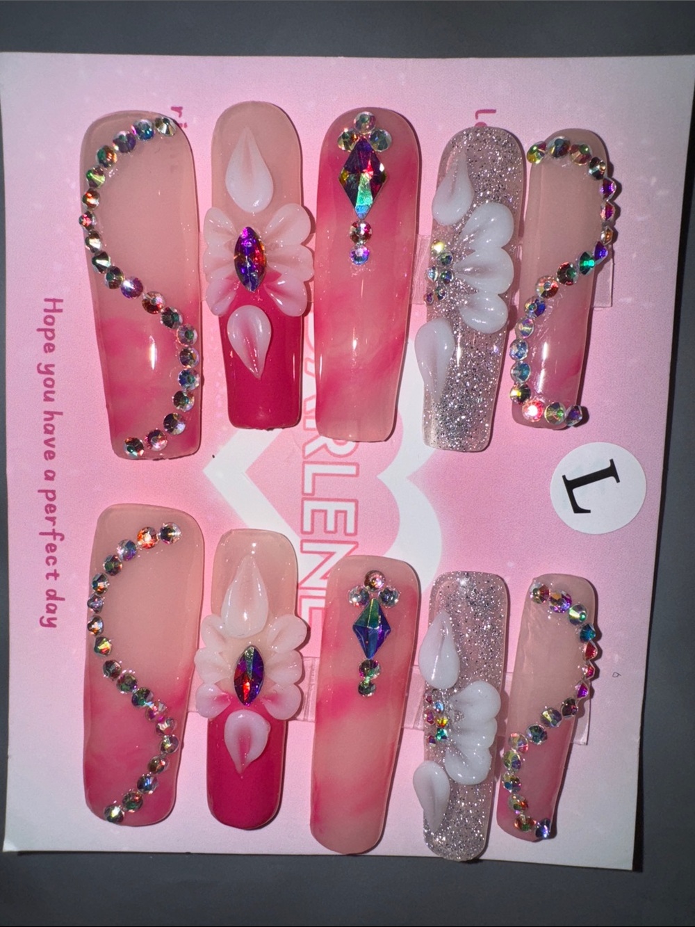 Size Large Handmade Press On Nails - Length XL